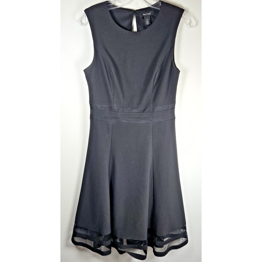 White House Black‎ Market Womens Black Sleeveless Shear edge Dress Party Size 4